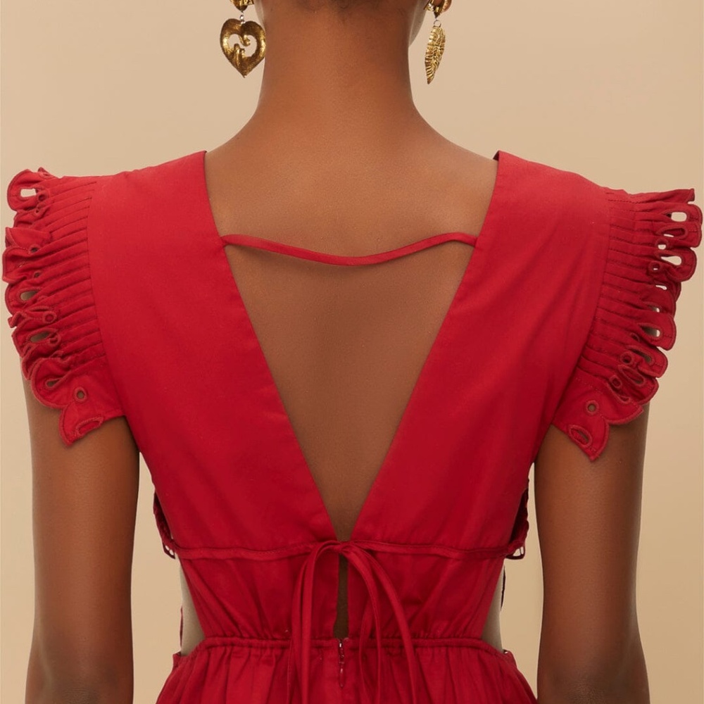 Farm Rio Red Butterfly Cut-Out Midi Dress - Picture 7 of 9